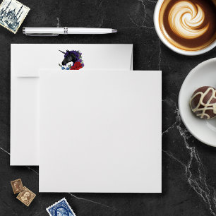 Black Unicorn Purple Red Sage Flowers Envelope