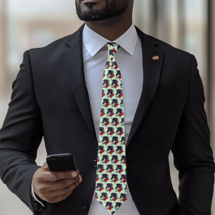 Black Unicorn Purple Red Sage Flowers Tie