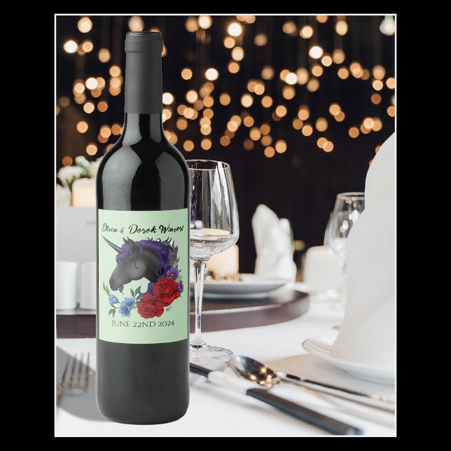 Black Unicorn Purple, Red Sage Flowers Wine Label (Creator Uploaded)