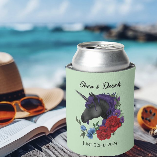 Black Unicorn Red Purple Sage Flowers Can Cooler (Creator Uploaded)