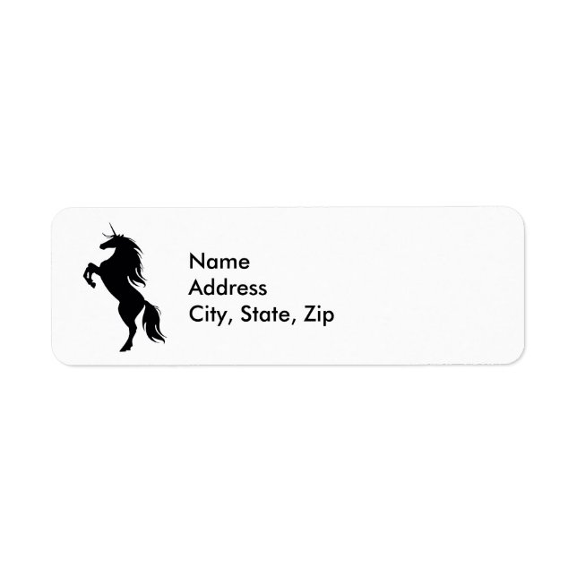 Black Unicorn Silhouette Address Labels (Front)