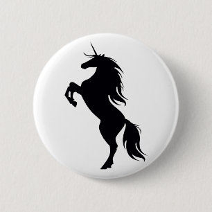 Black Unicorn Silhouette Button