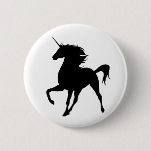 Black Unicorn Silhouette Button