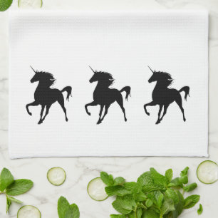 Black Unicorn Silhouette Kitchen Towel