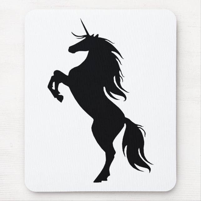 Black Unicorn Silhouette Mouse Pad (Front)