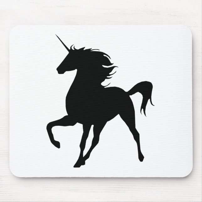 Black Unicorn Silhouette Mouse Pad (Front)