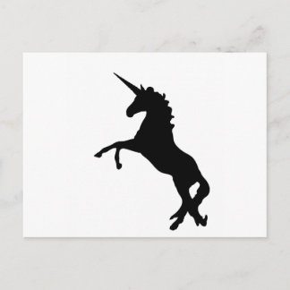 Black Unicorn Silhouette on Hind Legs Postcard