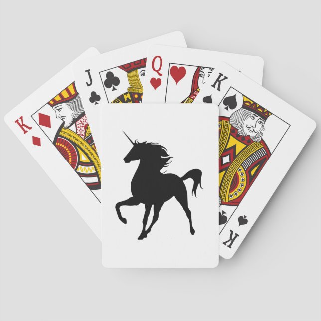 Black Unicorn Silhouette Playing Cards (Back)