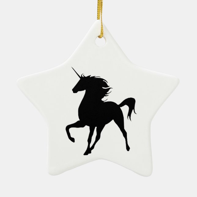 Black Unicorn Silhouette Star Ornament (Back)