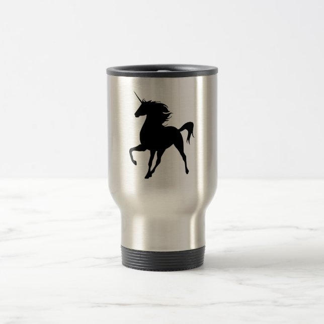 Black Unicorn Silhouette Travel Mug (Center)