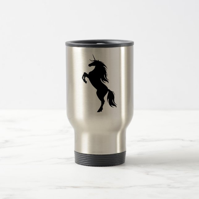 Black Unicorn Silhouette Travel Mug (Center)