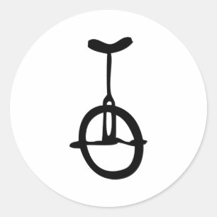 black unicycle icon classic round sticker