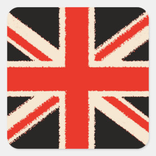 Black Union Jack (Art Style) Square Sticker