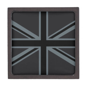 Black Union Jack British Flag Decor Keepsake Box