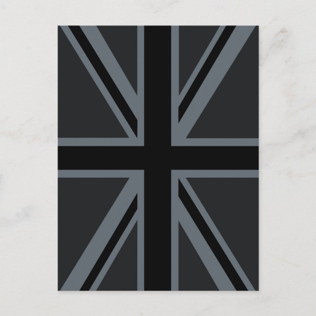 Black Union Jack British Flag Decor Postcard (Front)