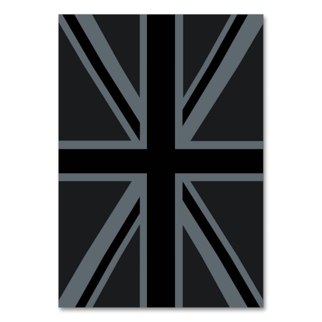 Black Union Jack British Flag Design Customise it Table Number (Front)