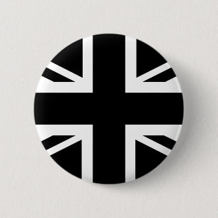 Black Union Jack British (UK) Country Flag 6 Cm Round Badge