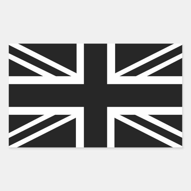 Black Union Jack British (UK) Country Flag Rectangular Sticker (Front)