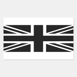 Black Union Jack British (UK) Country Flag Rectangular Sticker