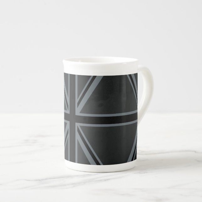 Black Union Jack Flag Design Decor Bone China Mug (Front Right)