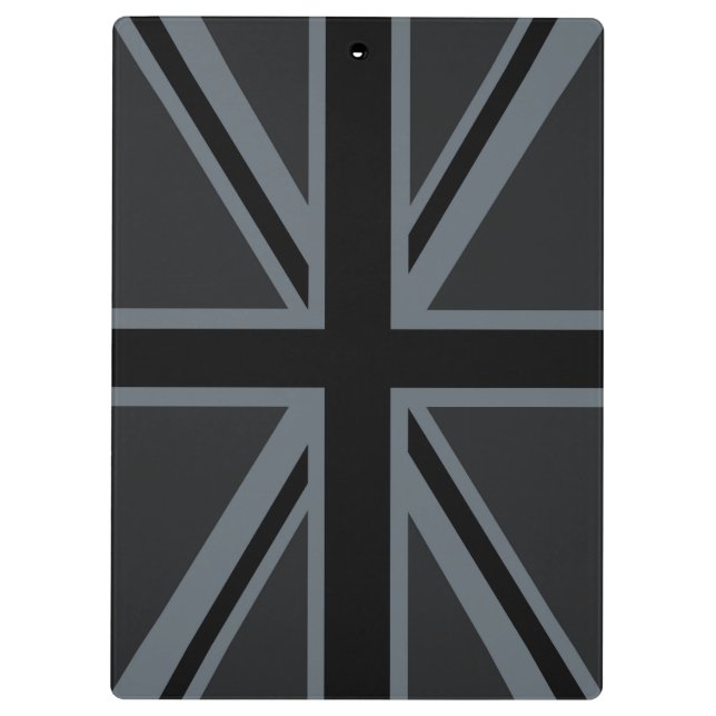 Black Union Jack Flag Design Decor Clipboard (Back)