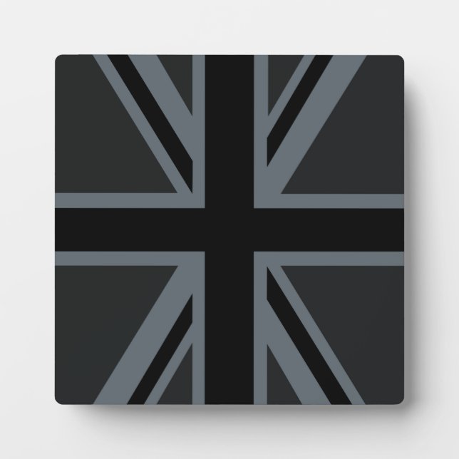 Black Union Jack Flag Design Decor Plaque (Front)