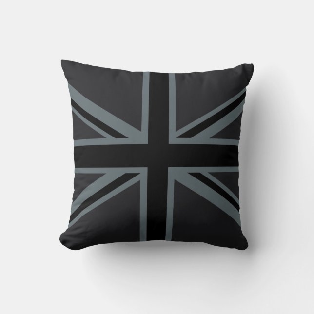 Black Union Jack UK Flag Design Cushion (Front)