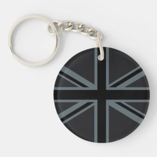 Black Union Jack UK Flag Design Key Ring