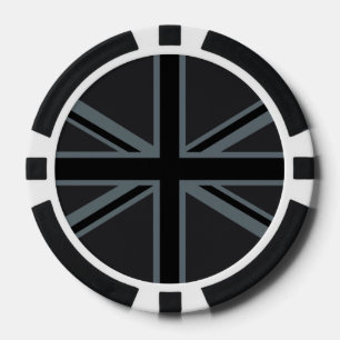 Black Union Jack UK Flag Design Poker Chips