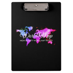 Black Unique World Map Globe Travel Agent Clipboard