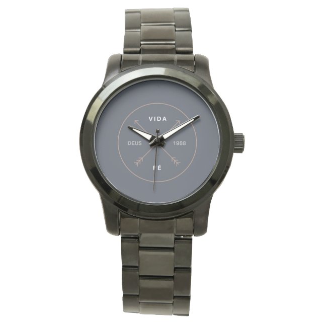 black Unisex clock Watch (Front)