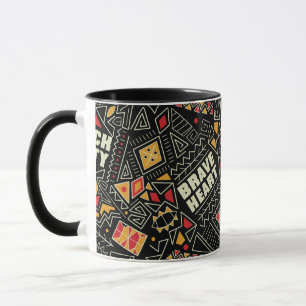 Black Unity Brave Heart Afrocentric Pattern Mug