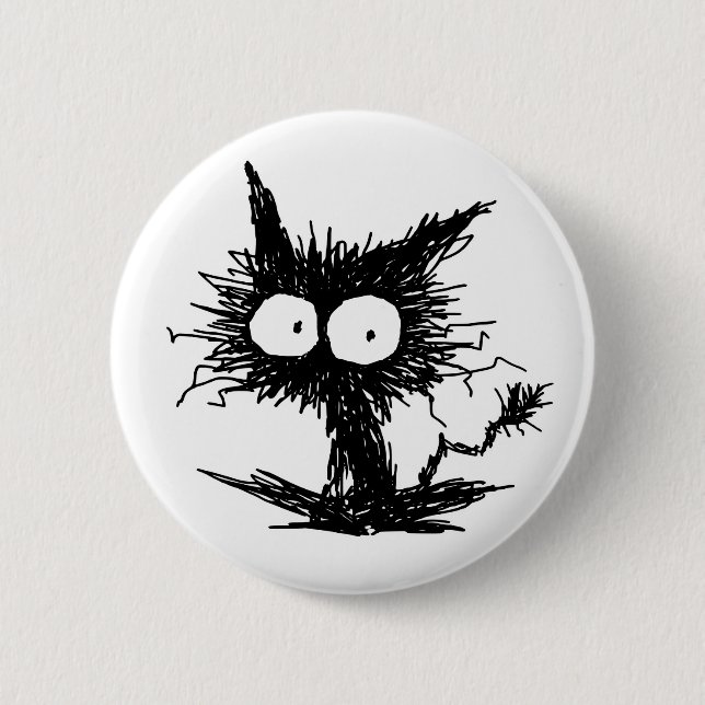 Black Unkempt Kitten GabiGabi 6 Cm Round Badge (Front)