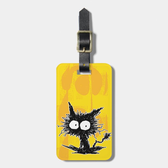 Black Unkempt Kitten GabiGabi Luggage Tag (Front Vertical)