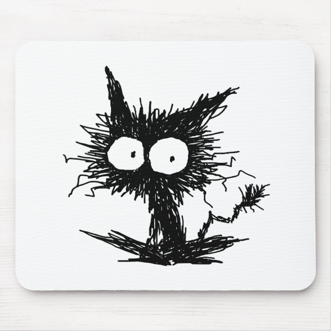 Black Unkempt Kitten GabiGabi Mouse Mat (Front)