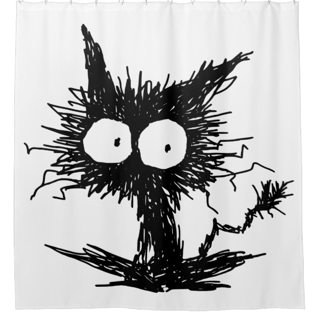 Black Unkempt Kitten GabiGabi Shower Curtain (Front)