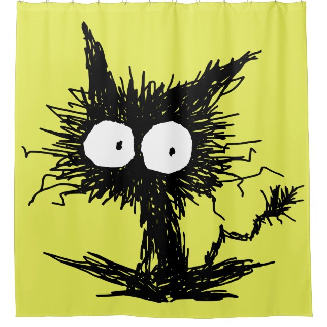 Black Unkempt Kitten GabiGabi Shower Curtain (Front)