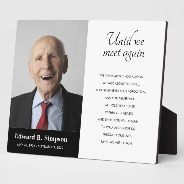 Black Until We Meet Again Memorial Poem Photo Plaque (Side)