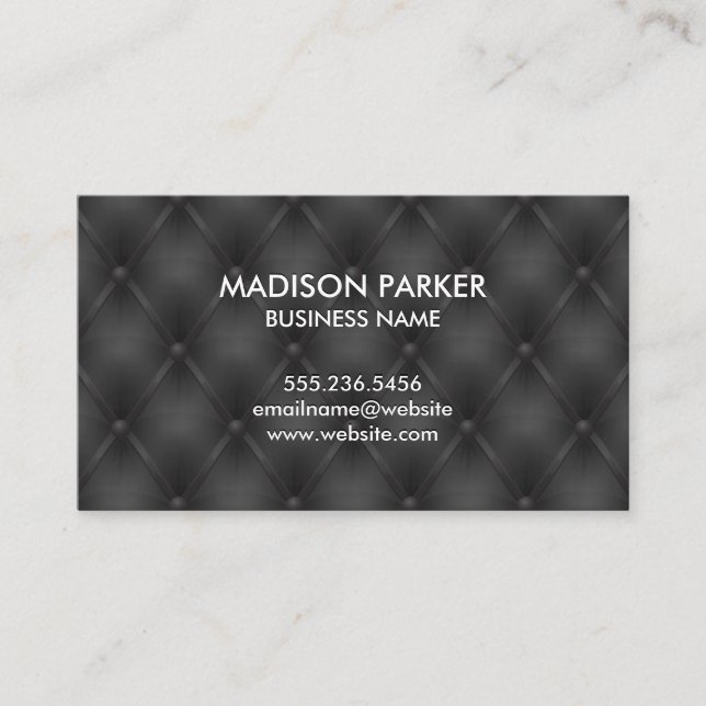 Black Upholstered Background Business Card (Front)