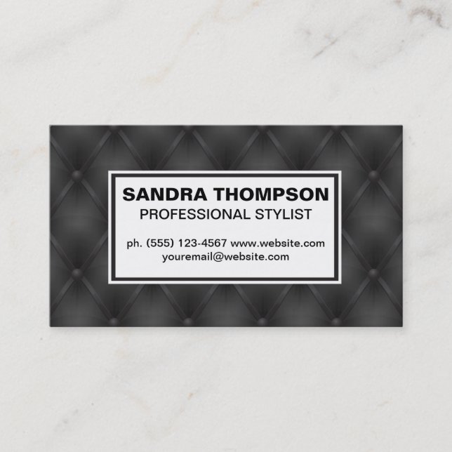 Black Upholstered Fabric Business Card (Front)
