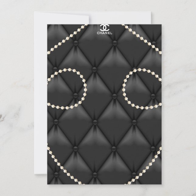 Black Upholstery Pearls Elegant Invitation (Front)