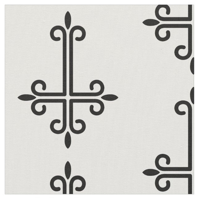 black upside down cross gothic halloween fabric (Close Up)