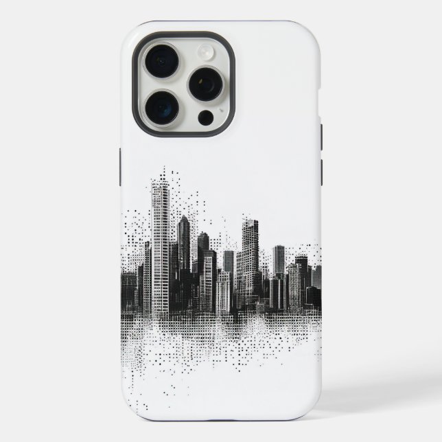 Black urban skyline iPhone case (Back)