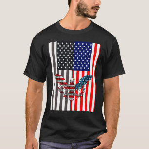 Black Usa Flag Next To Usa Flag With Usa Eagle T-Shirt