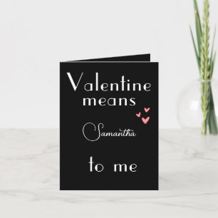 Black Valentine's Day Card with Customised Name 