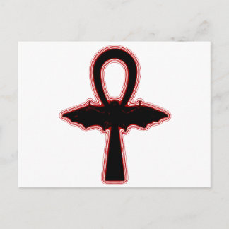 Black Vampire Bat Red Egyptian Goth Ankh Postcard