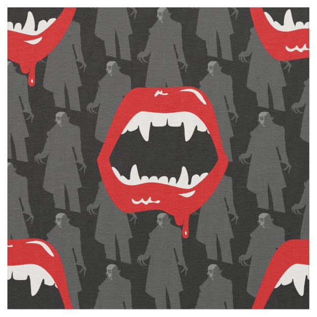 black vampire fangs nosferatu spooky black fabric (Close Up)