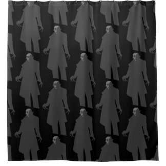 black vampire nosferatu spooky black shower curtain