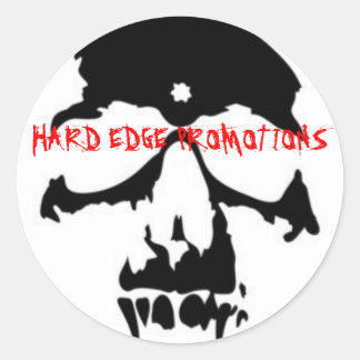 BLACK VAMPIRE SKULL, HARD EDGE PROMOTIONS CLASSIC ROUND STICKER