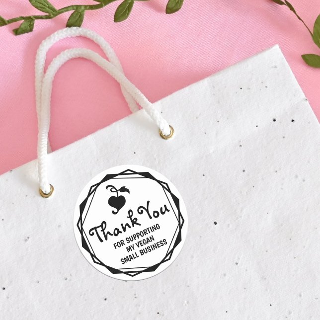 Black Vegan Small Business Thank You  Classic Round Sticker (Creator Uploaded)